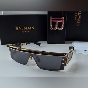 BALMAIN Wonder Boy III BPS-127-A-145 Yellow Gold Black Sunglasses
